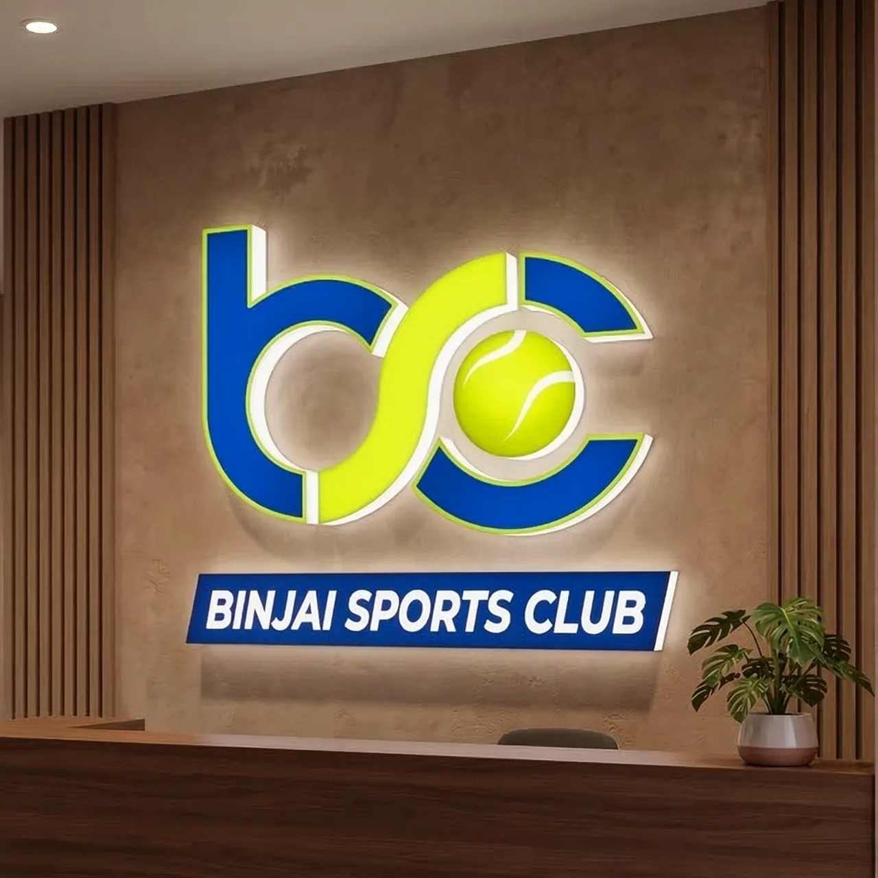 Neon box indoor untuk branding toko di Medan